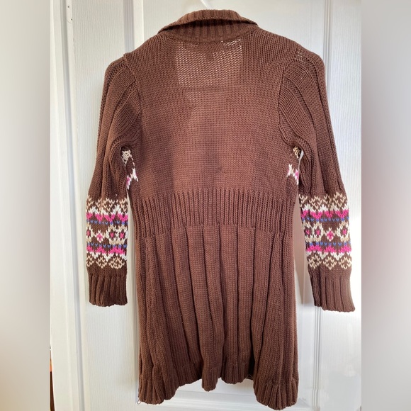 Girls Brown Patterned Cable Knit Sweater - Picture 2 of 6